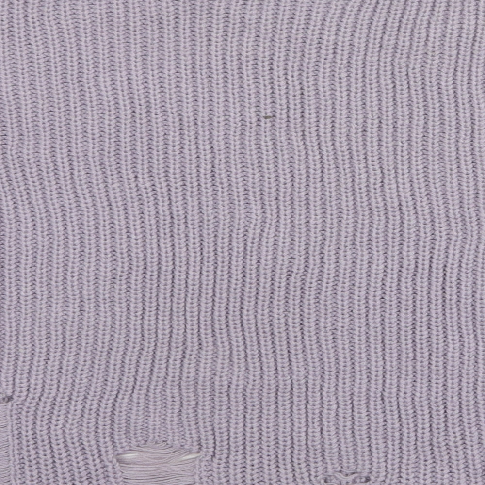 New Look Womens Purple Round Neck Acrylic Pullover Jumper Size M