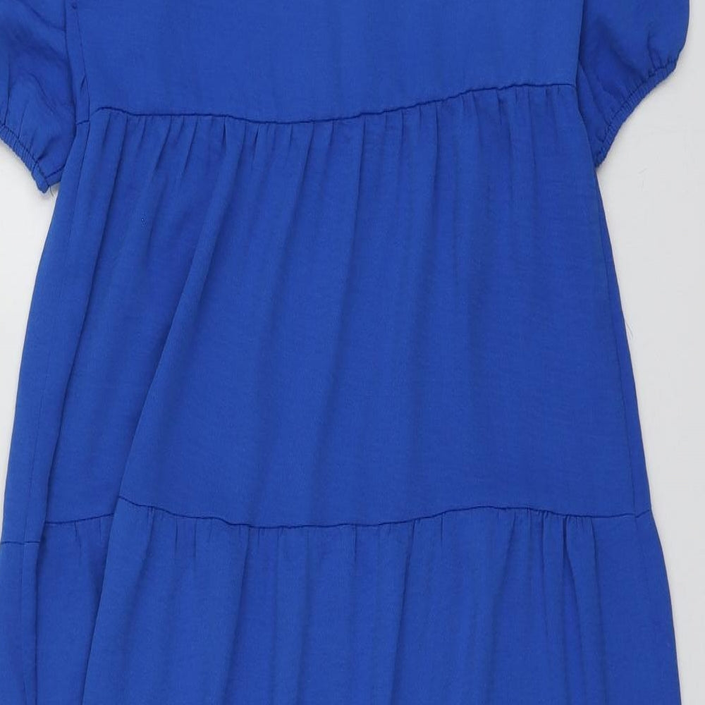 New Look Womens Blue Polyester Skater Dress Size 6 Collared