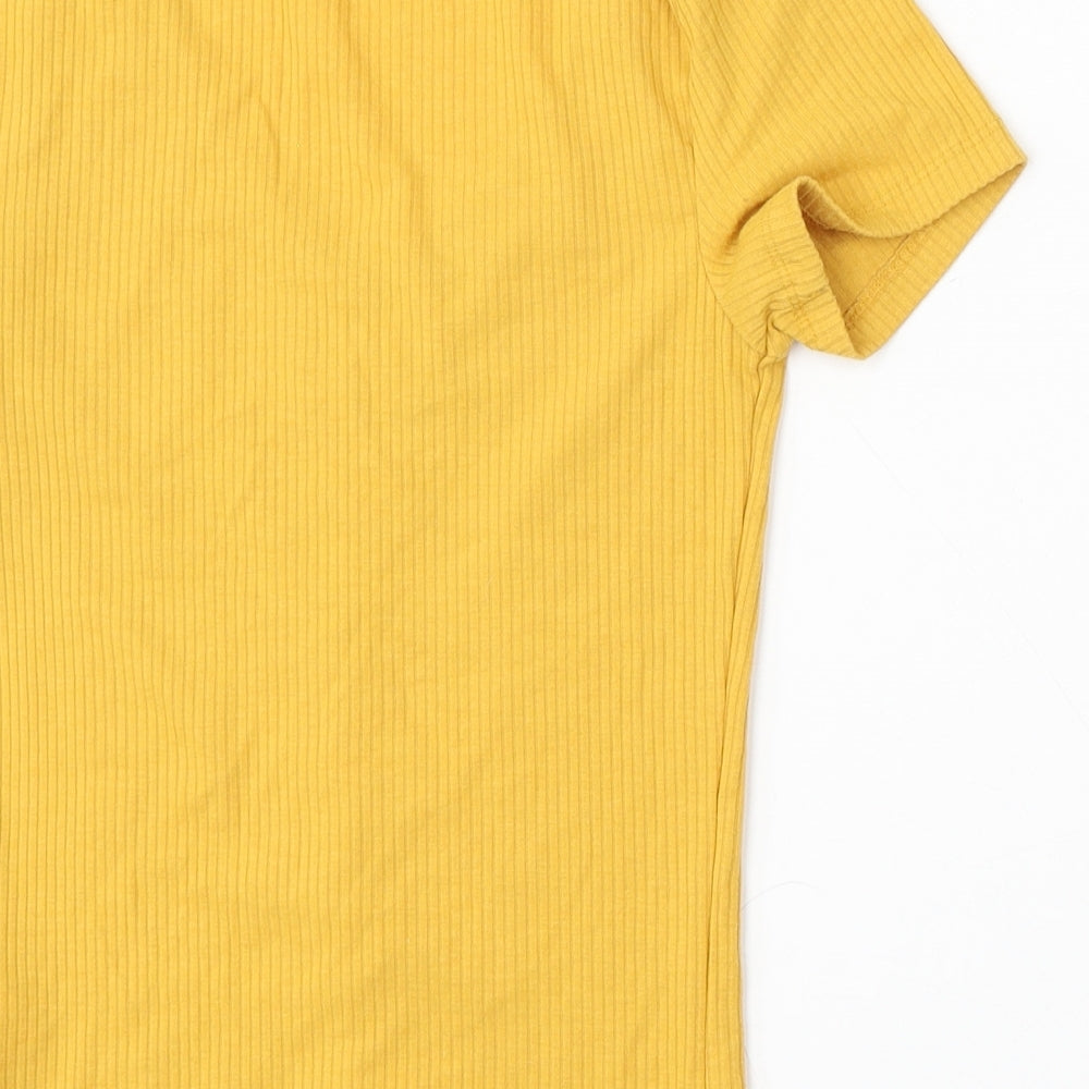 New Look Womens Yellow Round Neck Polyester Pullover Jumper Size 8