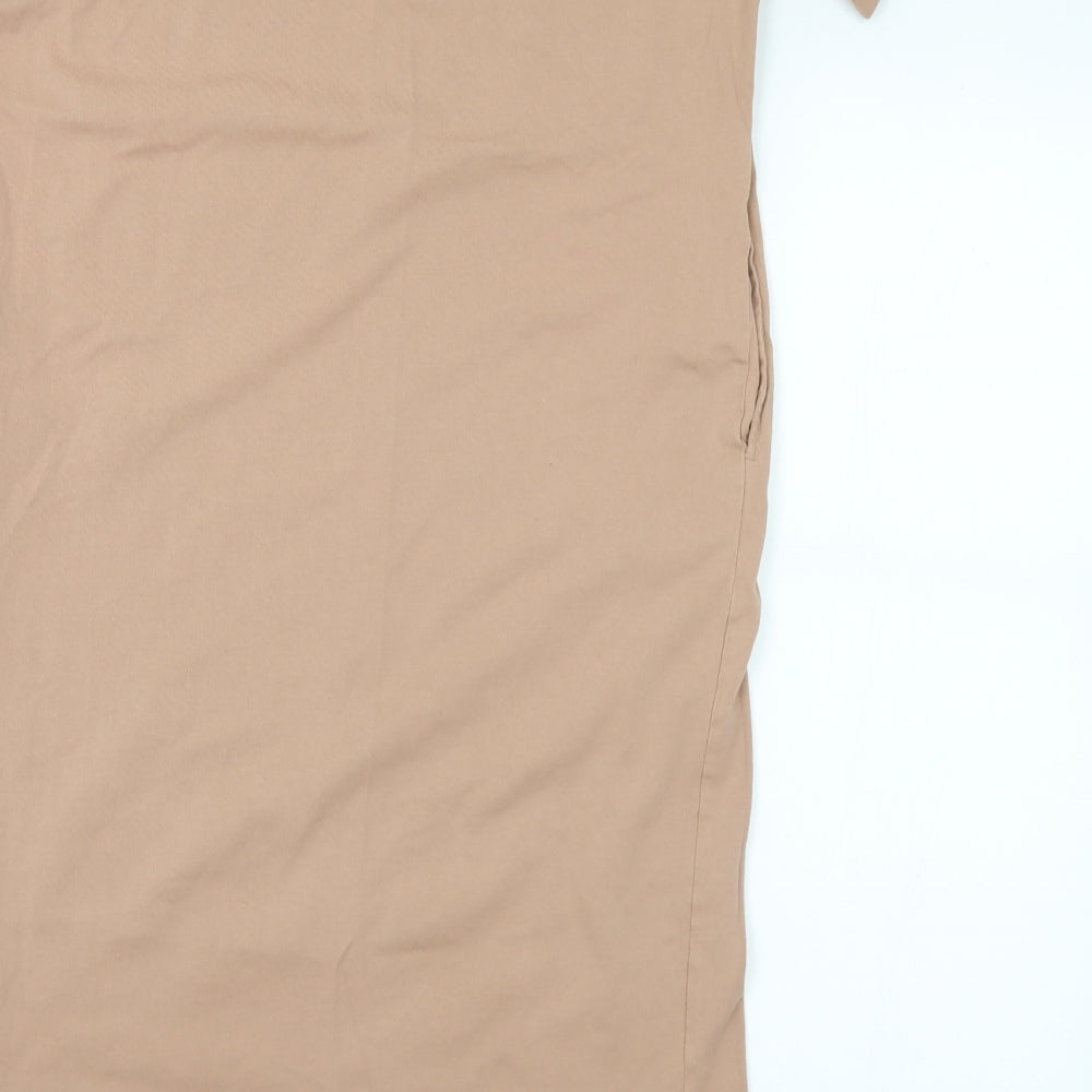 H&M Womens Brown Cotton T-Shirt Dress Size XS Crew Neck