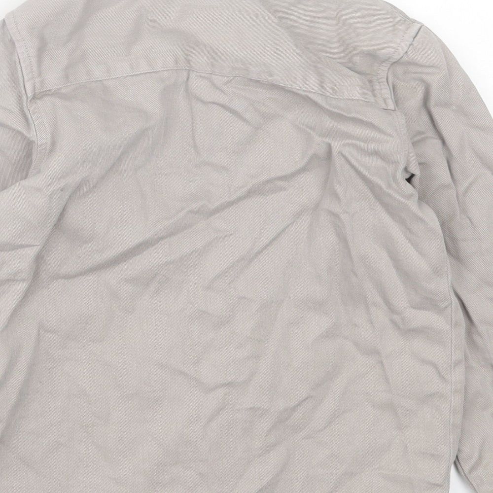 River Island Boys Grey Cotton Basic Button-Up Size 4-5 Years Collared Button