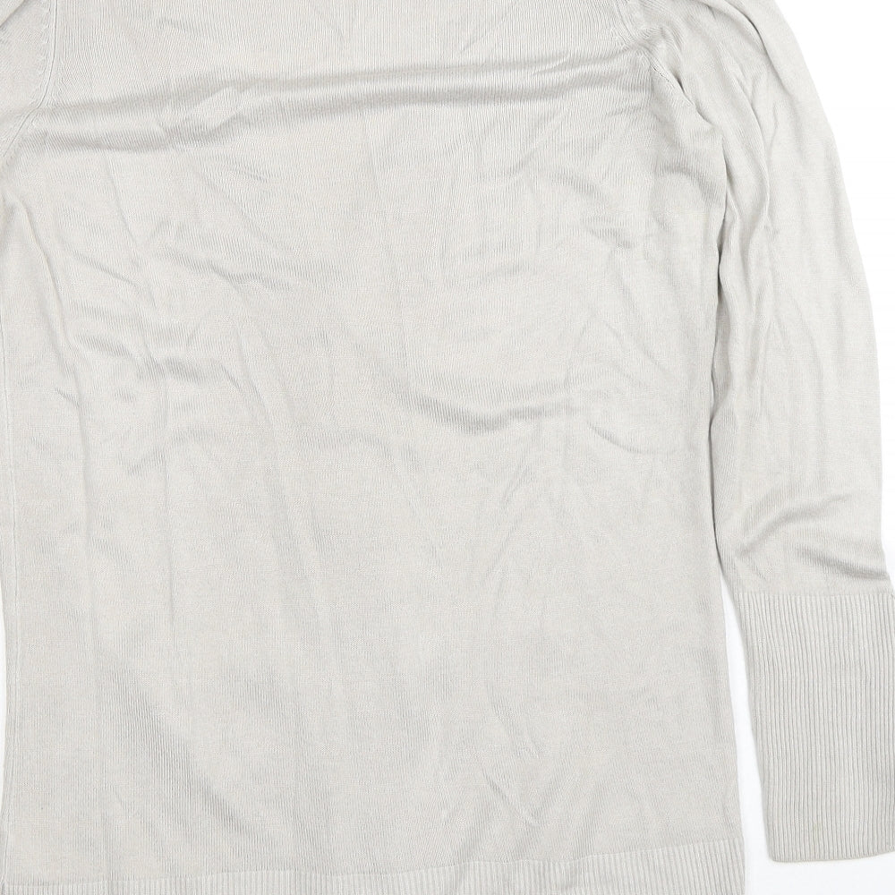 Marks and Spencer Womens Silver V-Neck Acrylic Cardigan Jumper Size 12