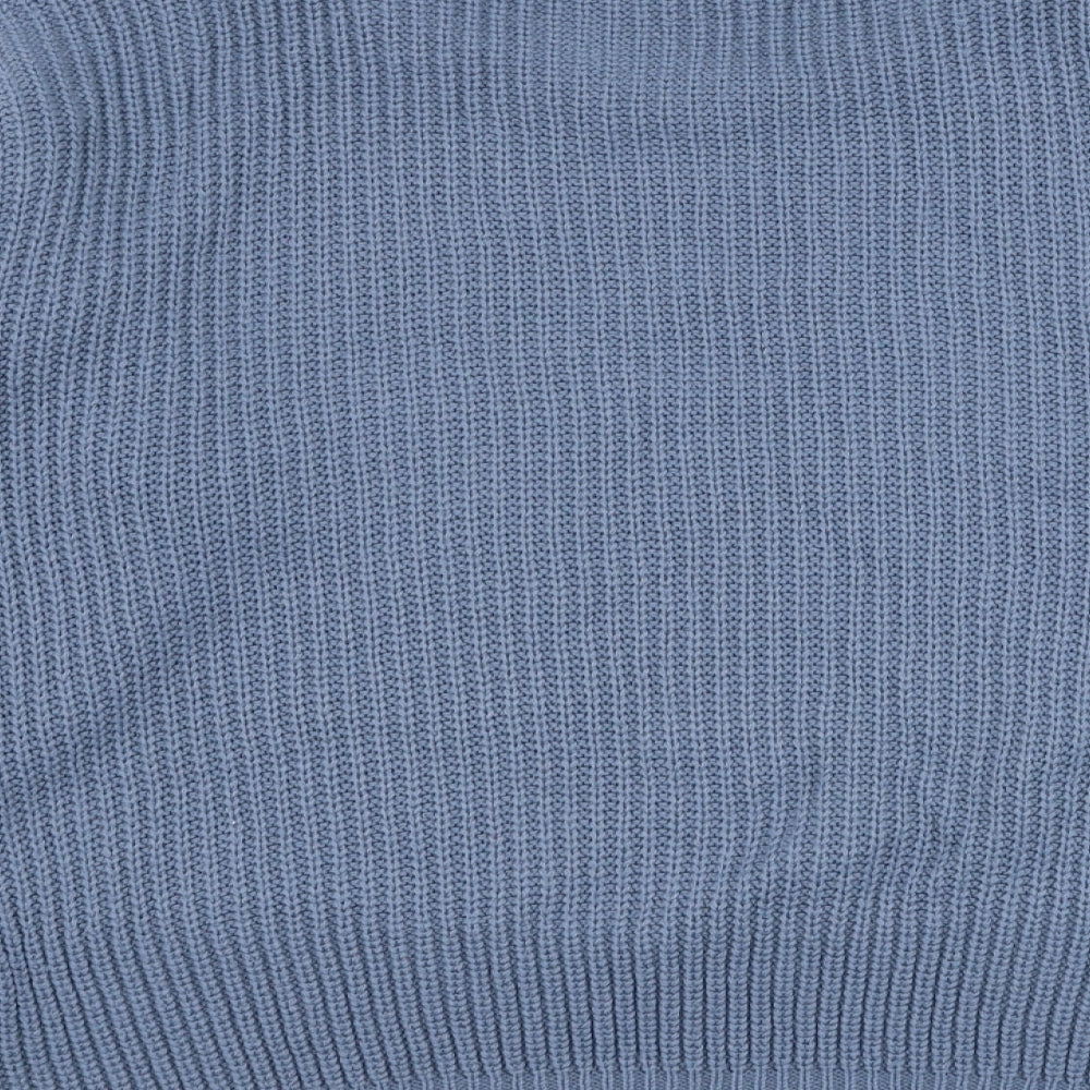 BASSINI Womens Blue Round Neck Acrylic Pullover Jumper Size M