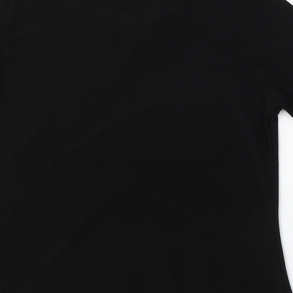 Saloos Womens Black Polyester Basic T-Shirt Size M Round Neck