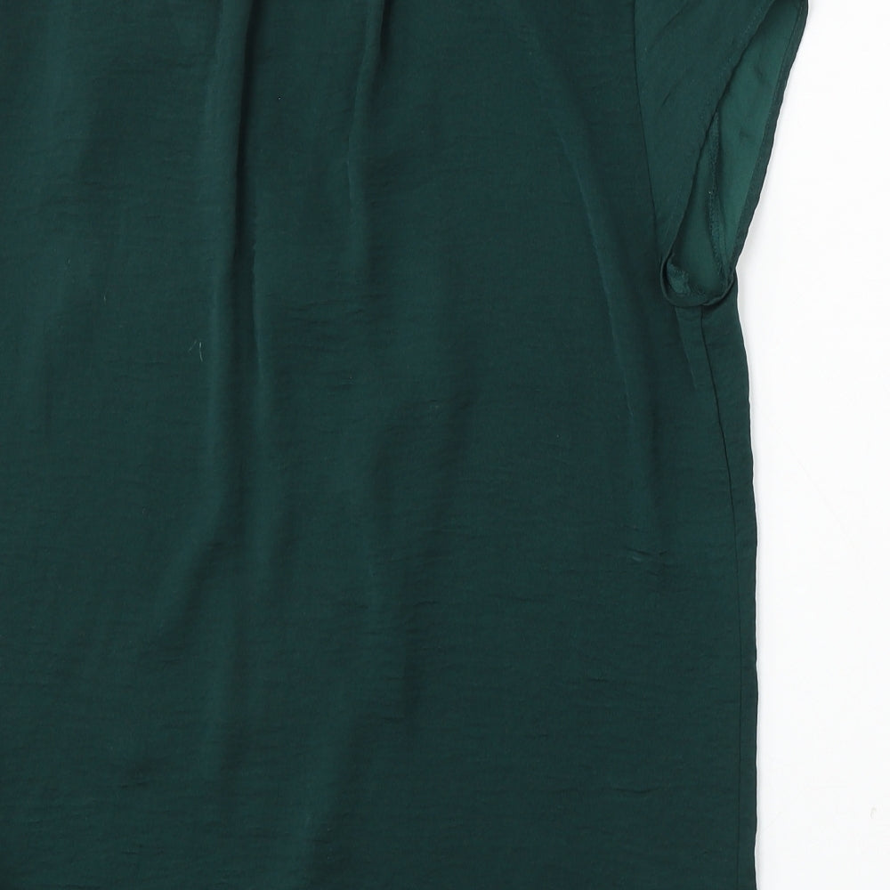 H&M Womens Green Polyester Basic Blouse Size 6 V-Neck