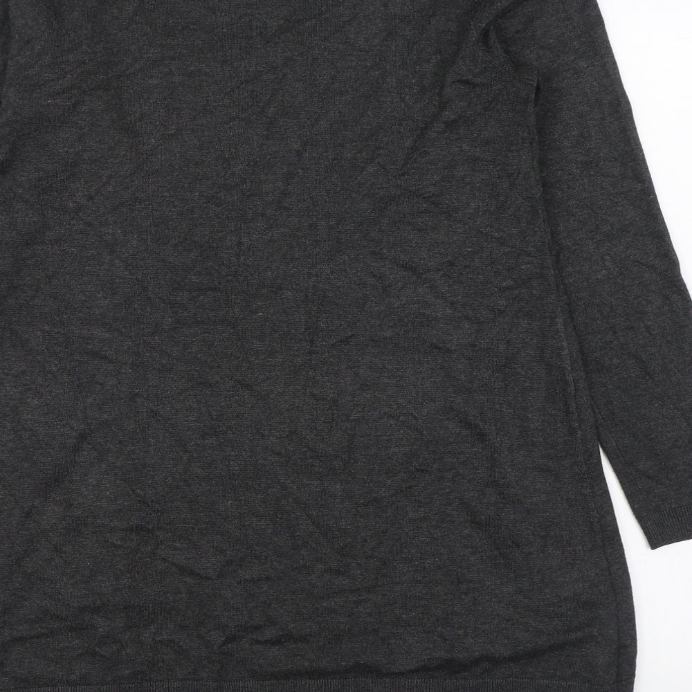 Yest Womens Grey Viscose Jumper Dress Size 12 Scoop Neck Pullover