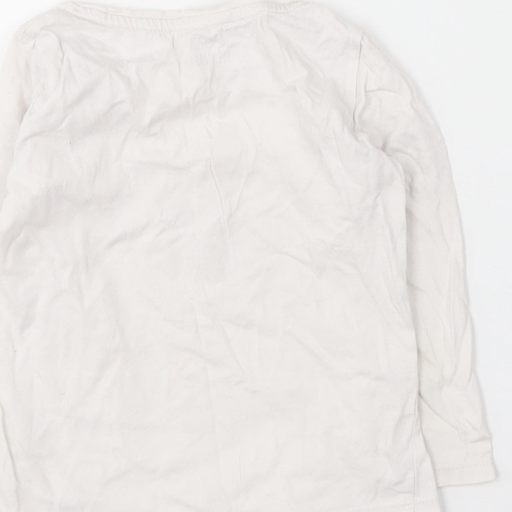 F&F Girls White Solid Cotton Top Pyjama Top Size 2-3 Years - Hedgehog