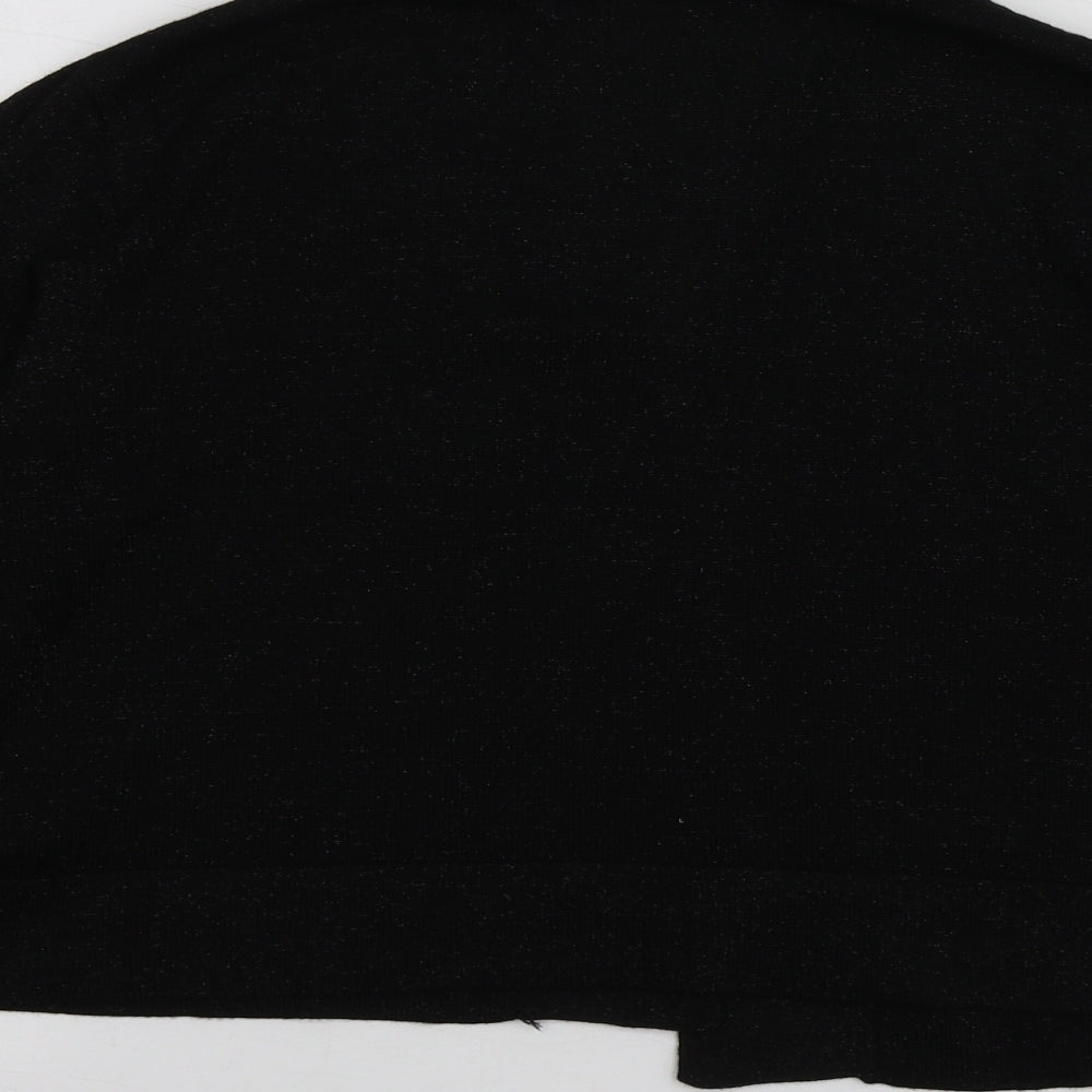 Ronni Nicole Womens Black V-Neck Rayon Cardigan Jumper Size L