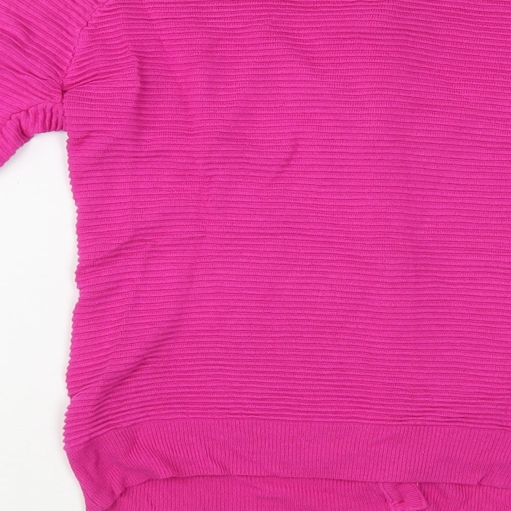 d.e,c.k. Womens Pink Round Neck Viscose Cardigan Jumper Size S
