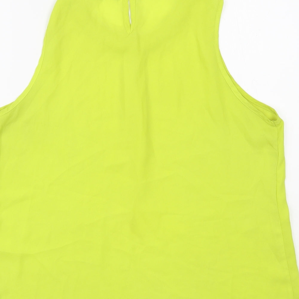 Exhibit Womens Green Polyester Basic Blouse Size 14 Scoop Neck - Embelished Neckline