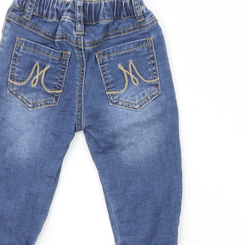 Minibandi Girls Blue Cotton Pedal Pusher Jeans Size 12 Months - Bear