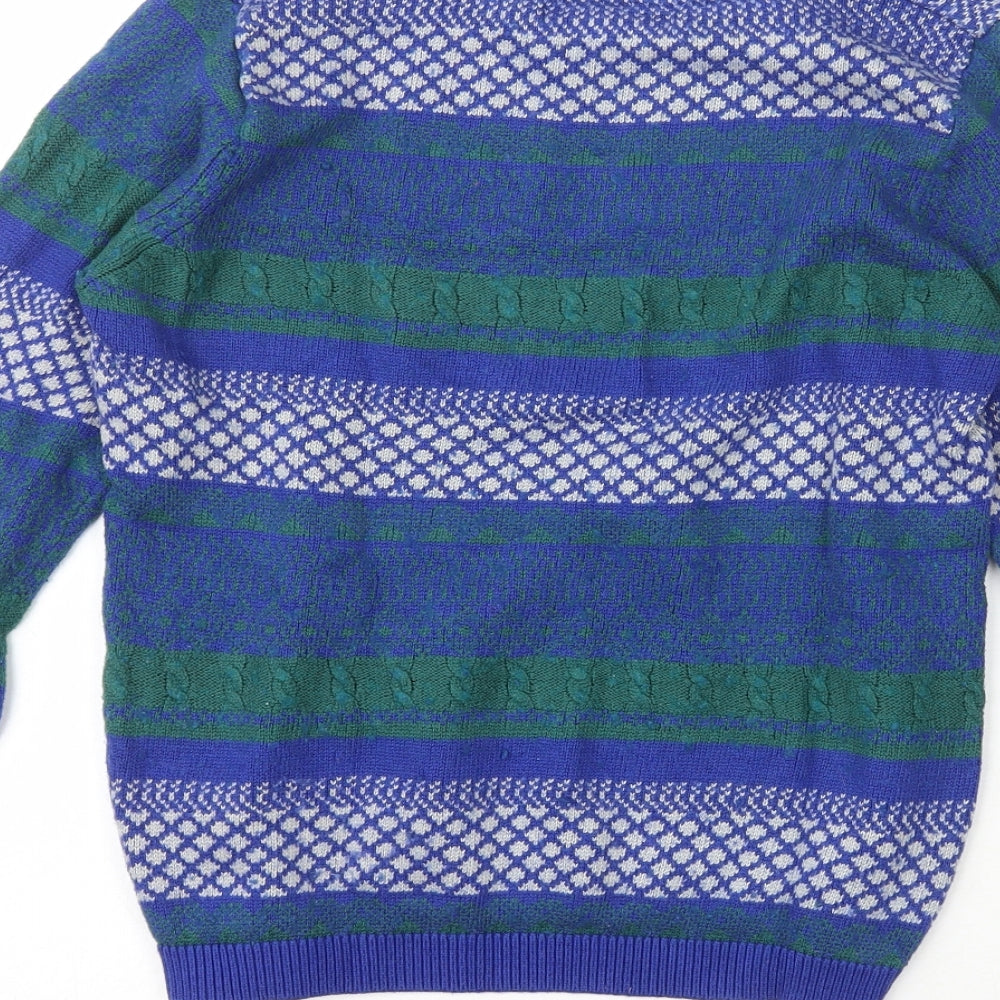 Dickins & Jones Womens Multicoloured Crew Neck Fair Isle Nylon Pullover Jumper Size M