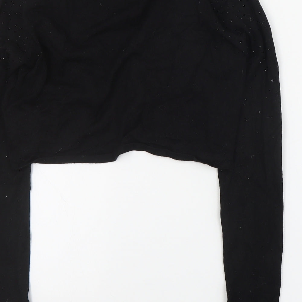 Sfera Womens Black V-Neck Viscose Shrug Jumper Size M