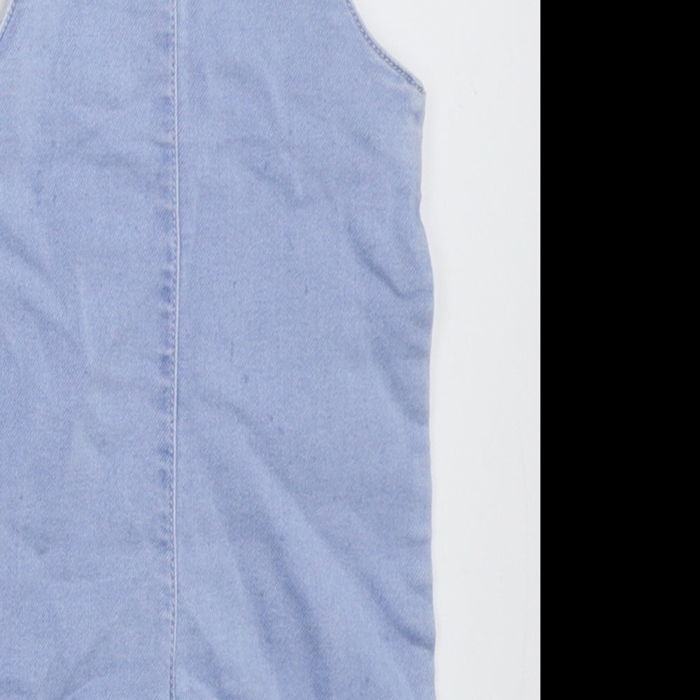 Matalan Girls Blue Cotton Coverall Outfit/Set Size 6-9 Months Button