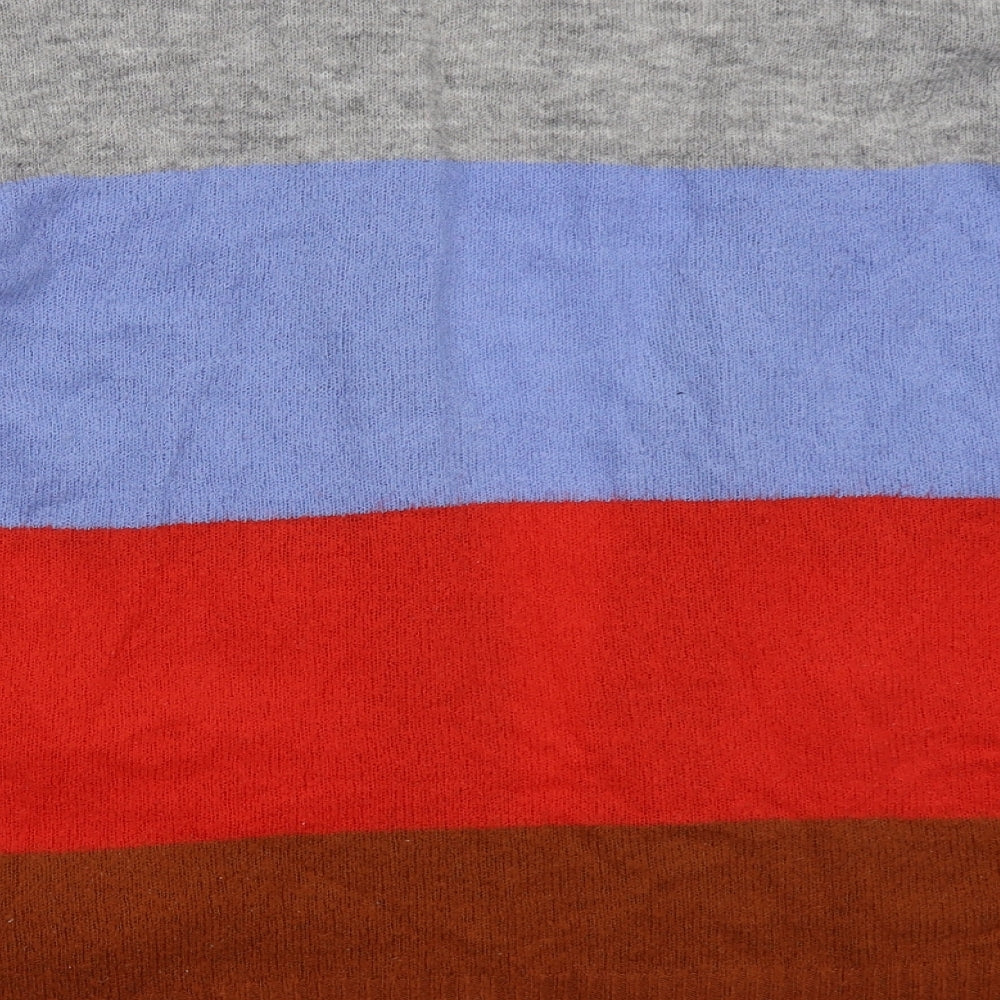Brave Soul Womens Red V-Neck Striped Acrylic Cardigan Jumper Size M - Blue