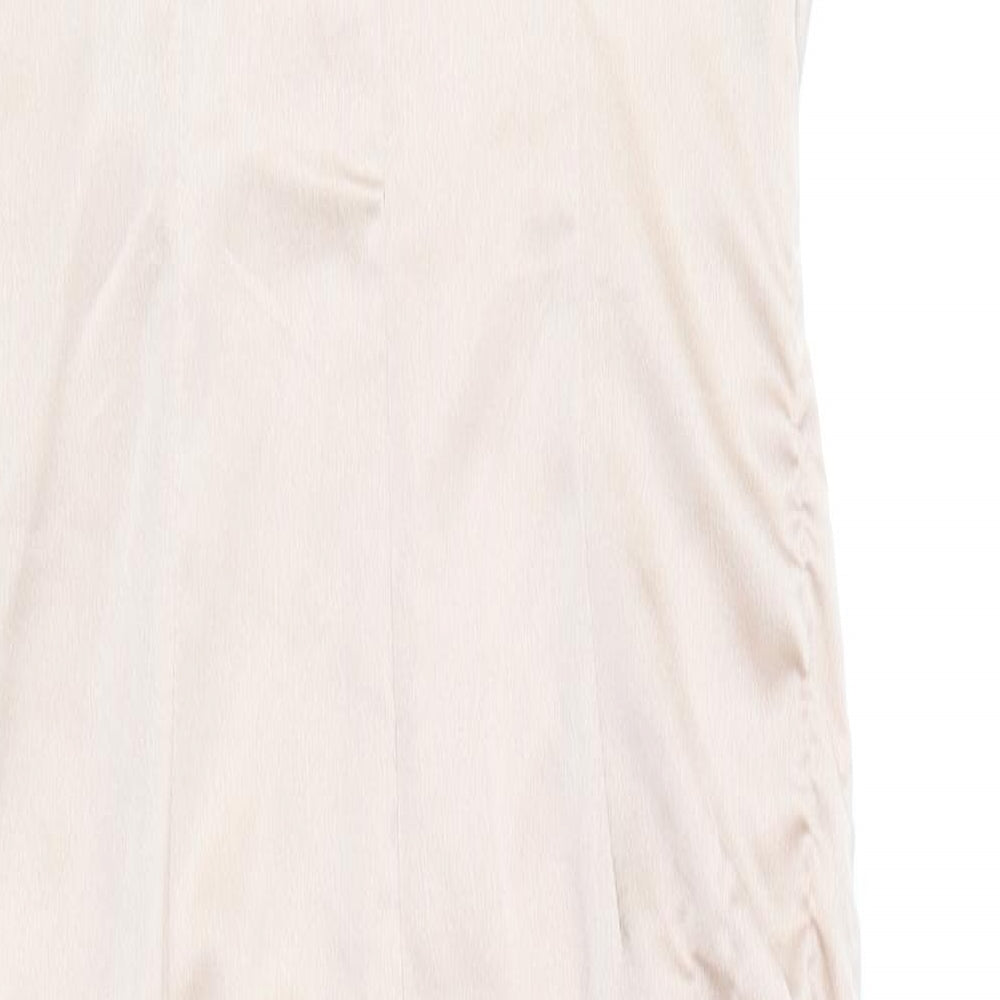 PRETTYLITTLETHING Womens Gold Polyester Slip Dress Size 4 Square Neck