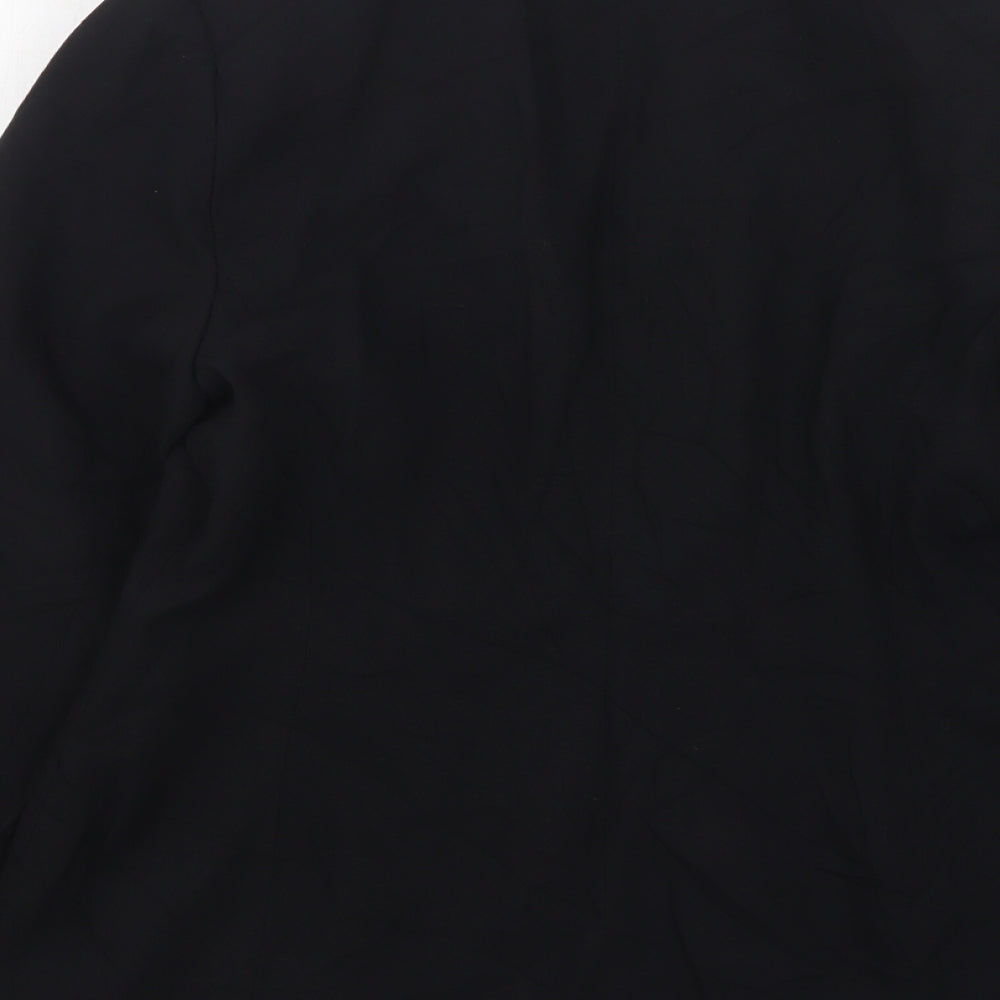 Preworn Womens Black Polyester Jacket Suit Jacket Size 14