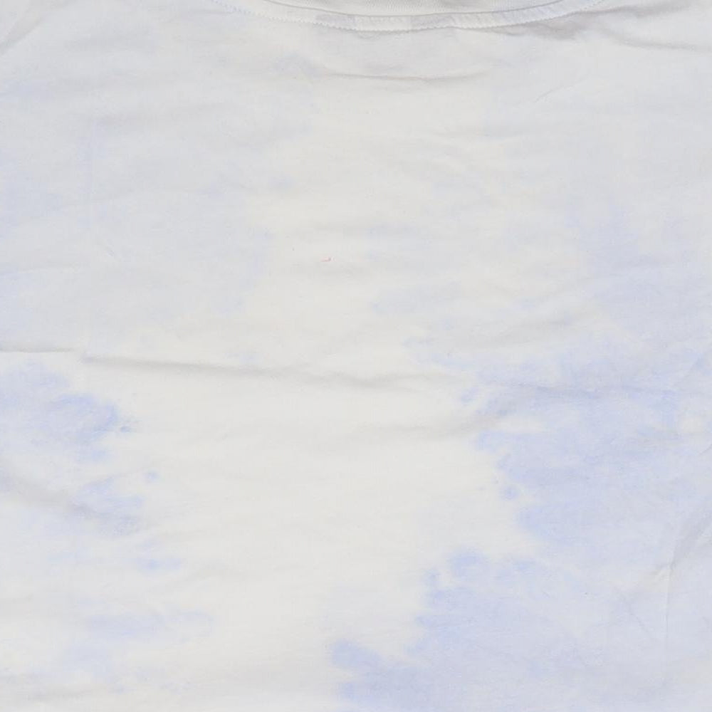 New Look Girls Blue Geometric 100% Cotton Cropped T-Shirt Size 12-13 Years Crew Neck Pullover