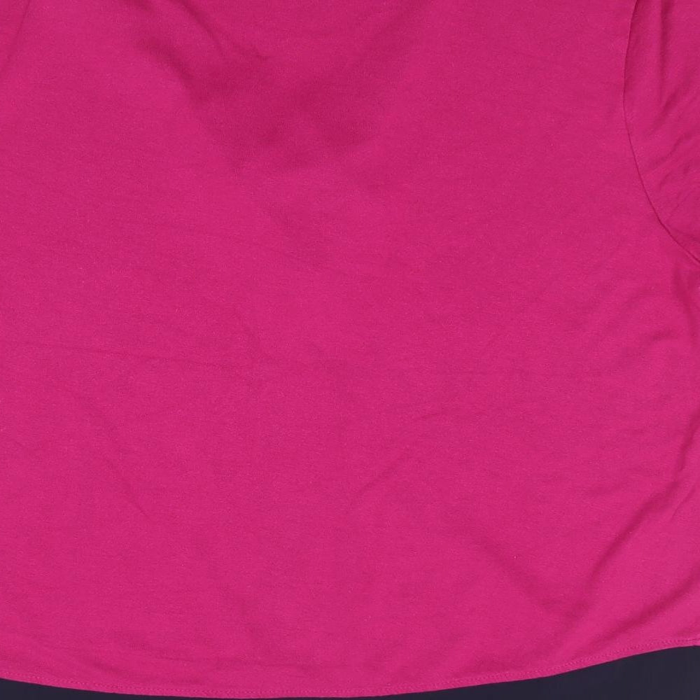 Marks and Spencer Womens Pink Viscose Jersey T-Shirt Size 14 V-Neck