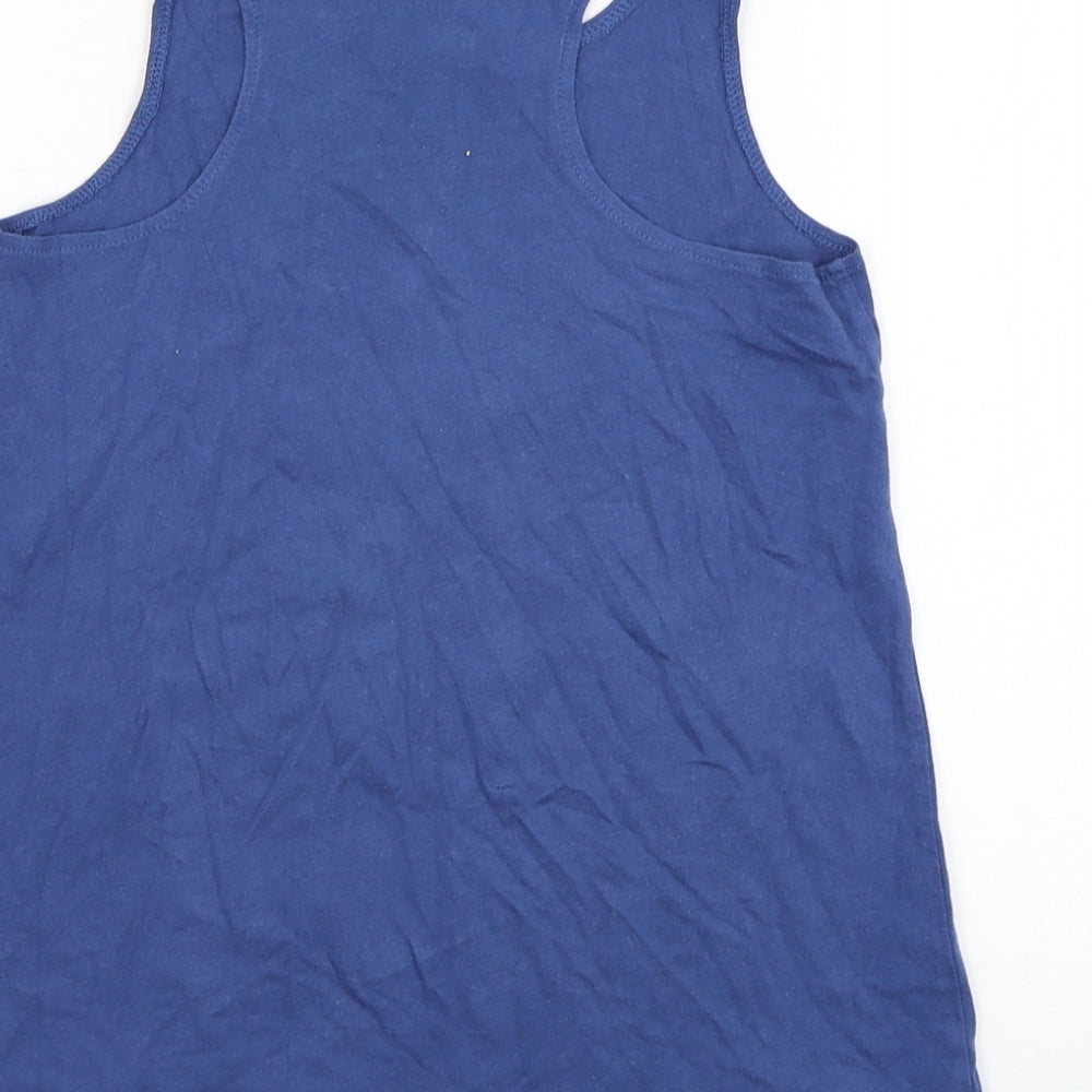 Gap Girls Blue Cotton Basic Tank Size 10-11 Years Round Neck Pullover - Seahorse