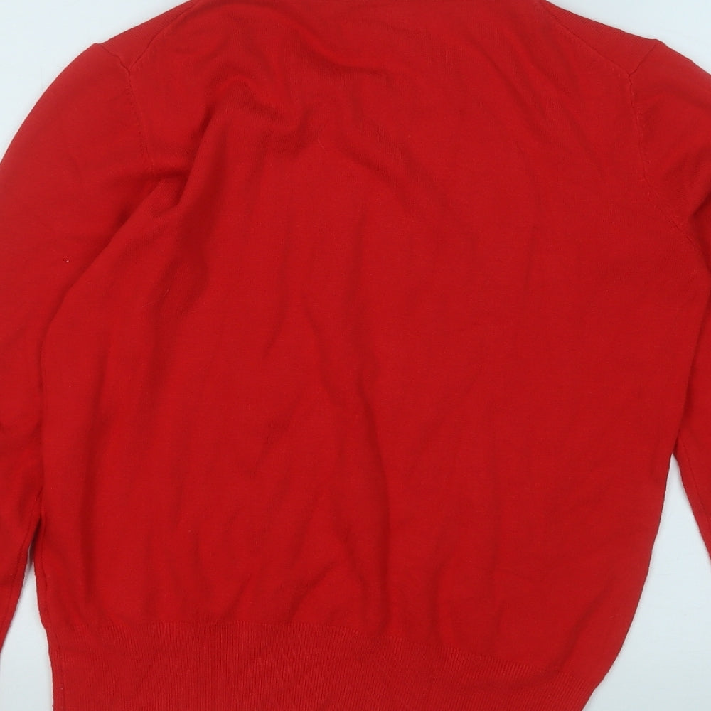 BEAUTY WOMEN Womens Red Round Neck Acrylic Pullover Jumper Size L