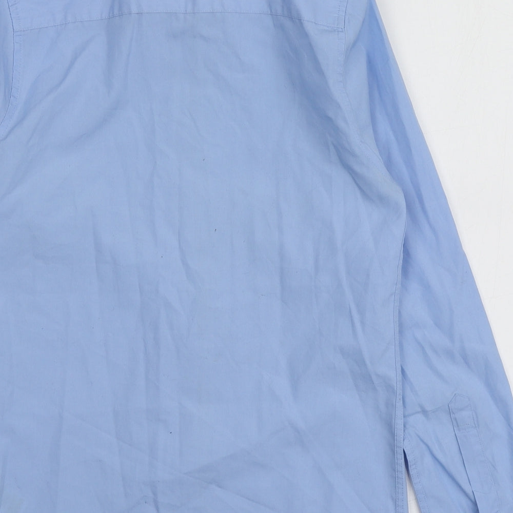 M&S Boys Blue Polyester Basic Button-Up Size 11-12 Years Collared