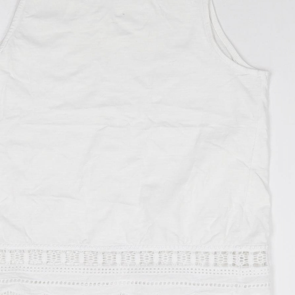 New Look Womens Ivory 100% Cotton Jersey T-Shirt Size 8 Round Neck