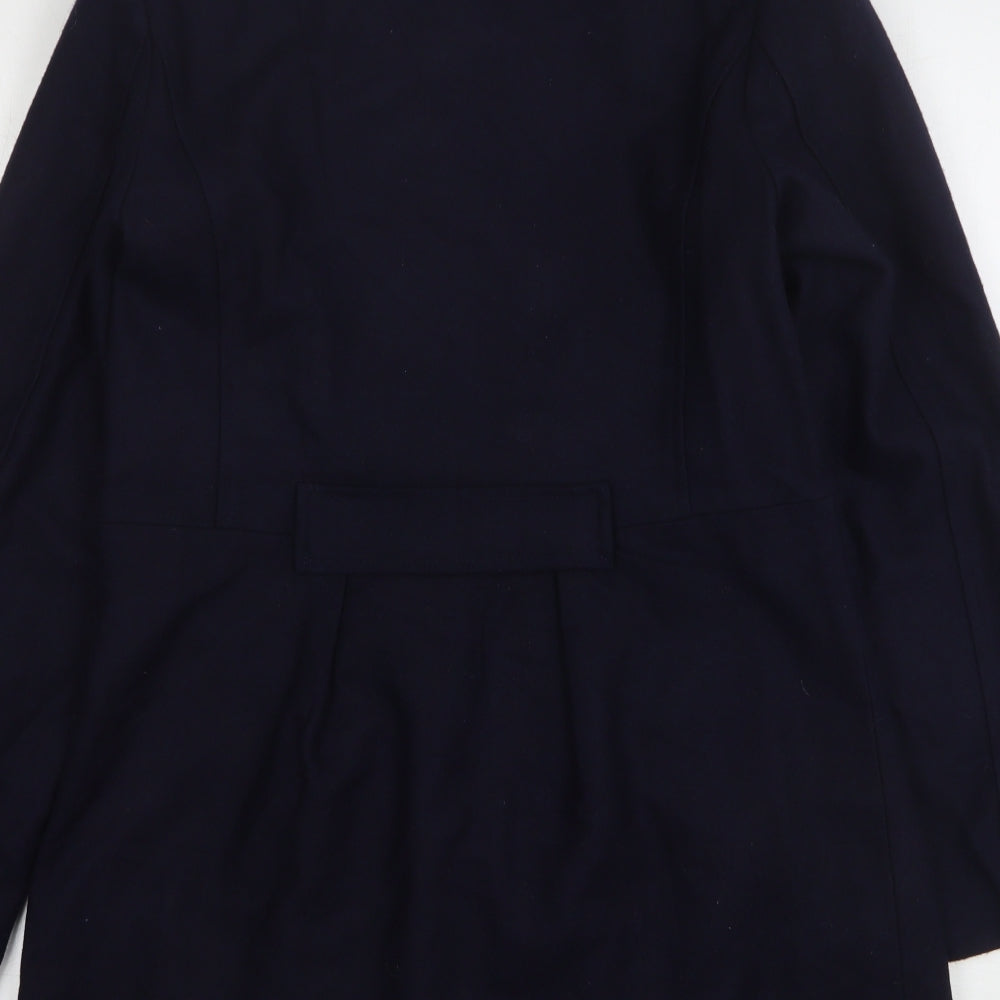 Evita Womens Blue Pea Coat Coat Size 14 Button