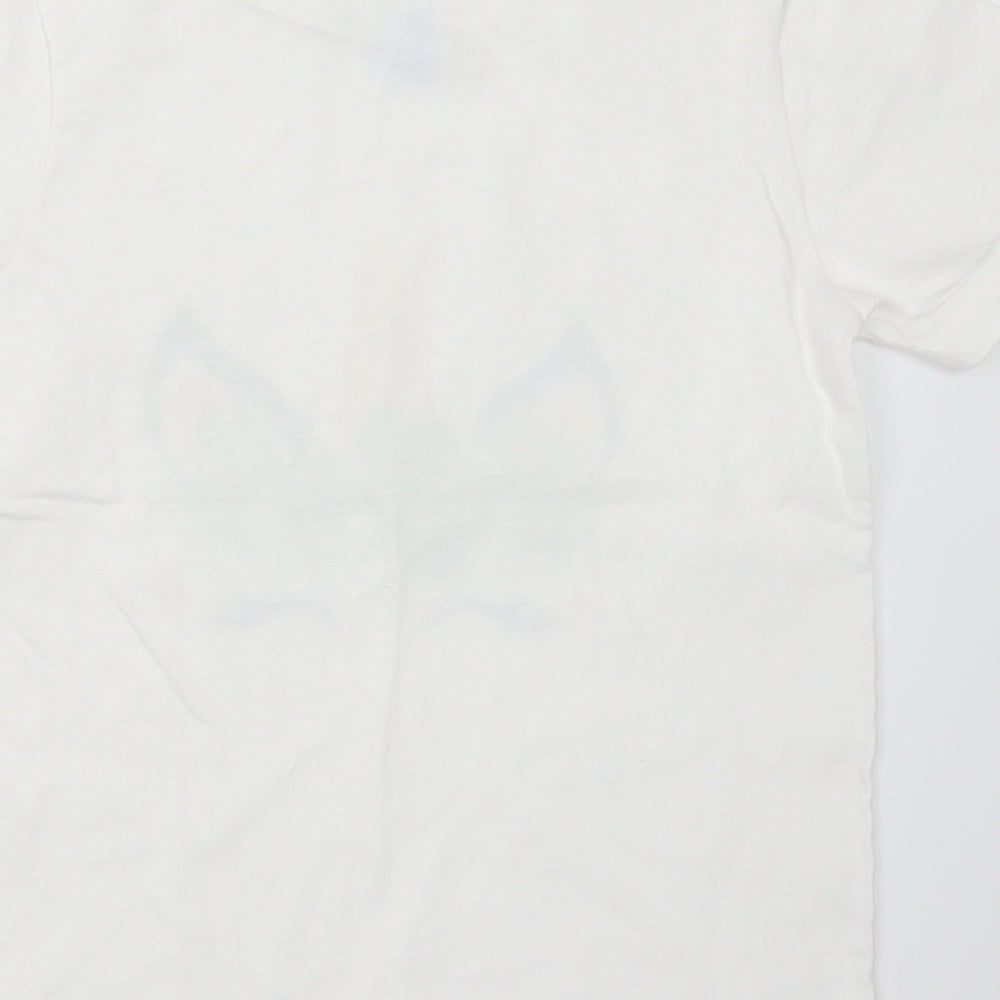 Port & Company Girls White Cotton Basic T-Shirt Size 4 Years Crew Neck - Unicorn
