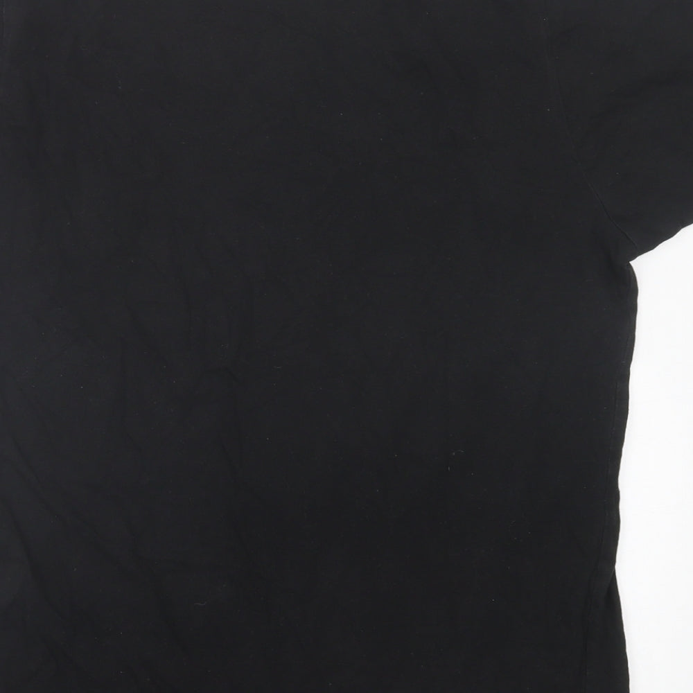 United Colors of Mancunia Mens Black Cotton T-Shirt Size S Crew Neck