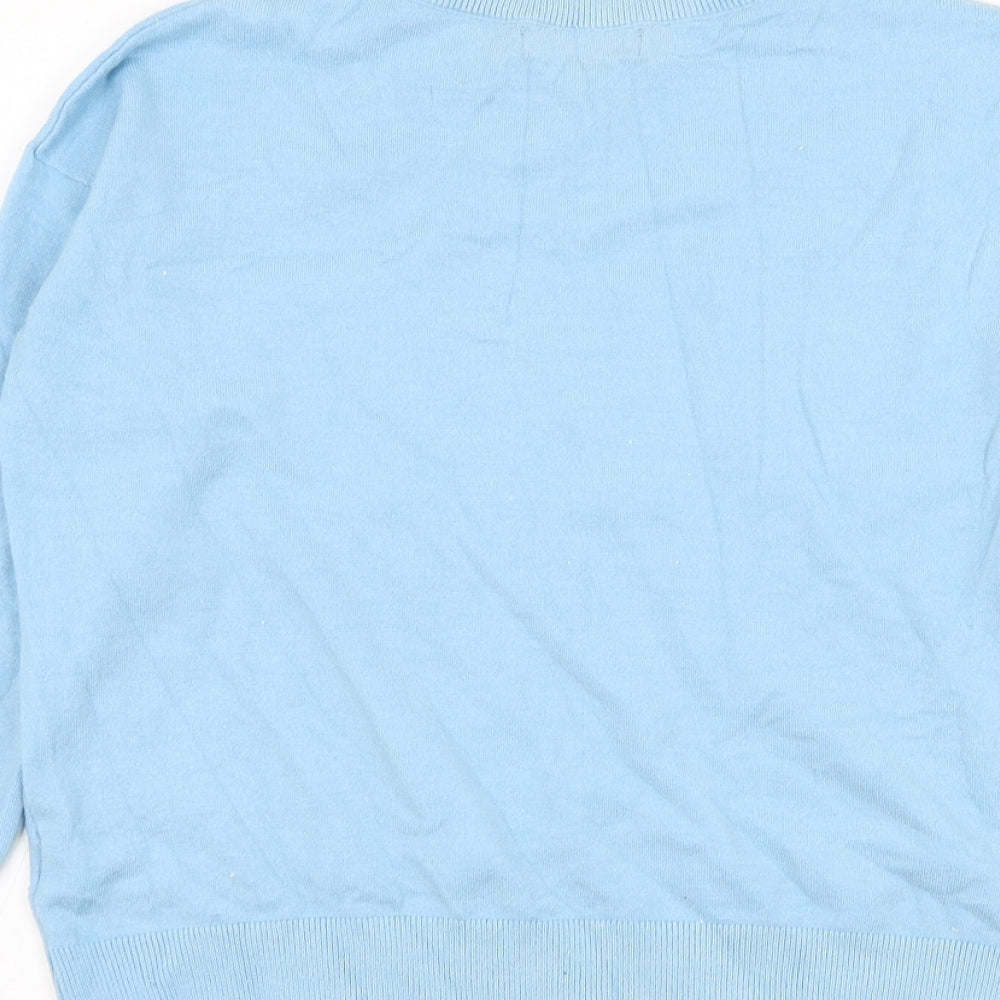Marks and Spencer Womens Blue V-Neck Viscose Pullover Jumper Size S