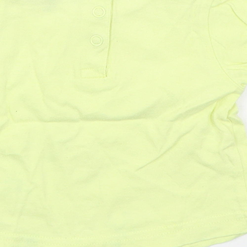 Tout Compte Fait Girls Yellow 100% Cotton Basic T-Shirt Size 6-9 Months Round Neck Pullover