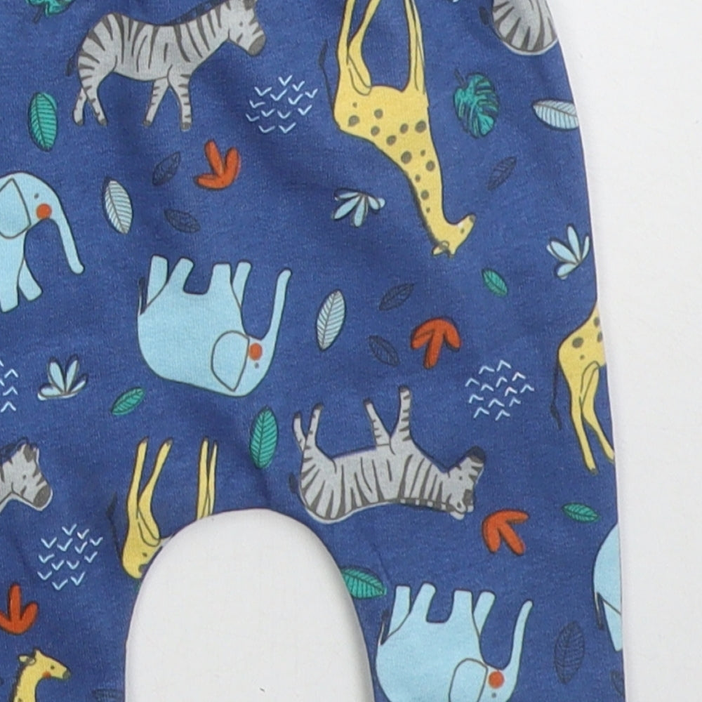 Matalan Boys Blue Cotton Sweatpants Trousers Size 0-3 Months Drawstring - Animals