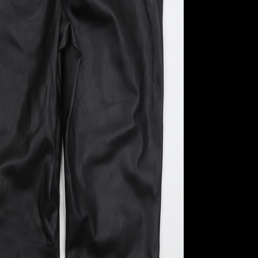 La Redoute Womens Black Polyurethane Trousers Size 14 L25 in Regular Button
