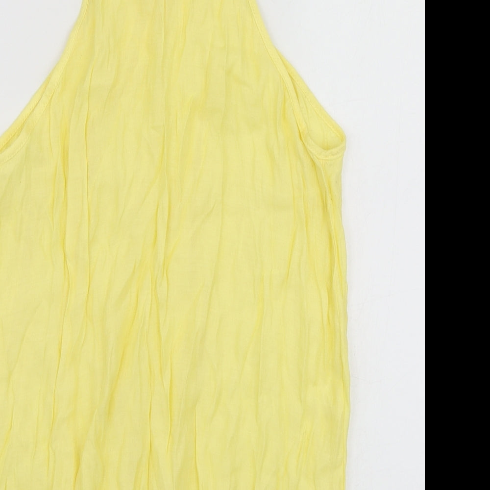 Zara Womens Yellow Cotton Basic T-Shirt Size S Halter
