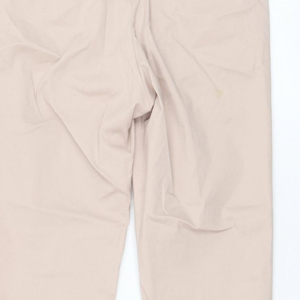 Uniqlo Womens Pink Polyester Cropped Trousers Size 30 in L23 in Regular Zip