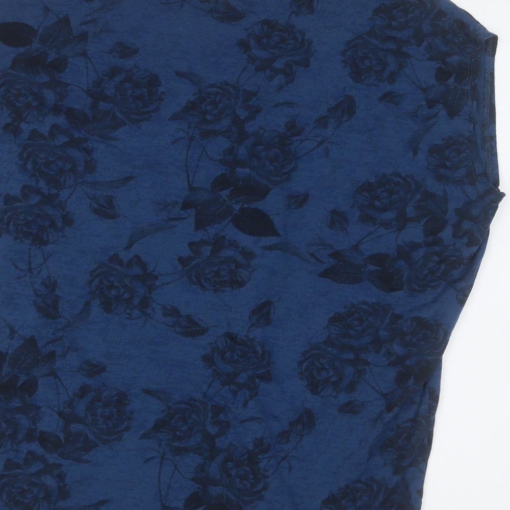 New Look Womens Blue Round Neck Floral Polyester Vest Jumper Size 10