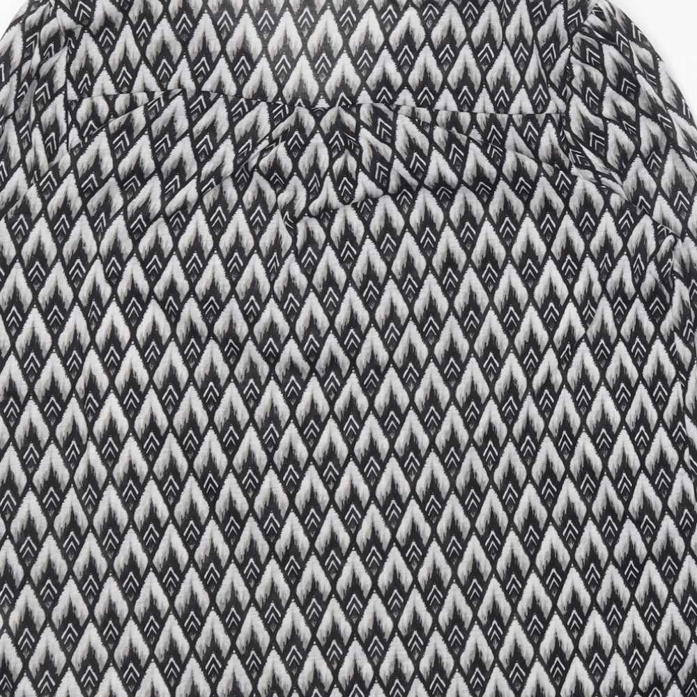 H&M Womens Black Geometric Polyester Basic Blouse Size S Collared