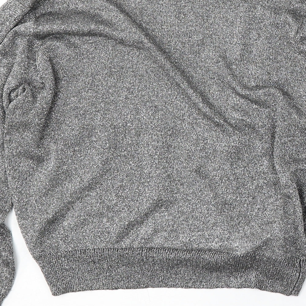 MNG Womens Silver V-Neck Viscose Cardigan Jumper Size S