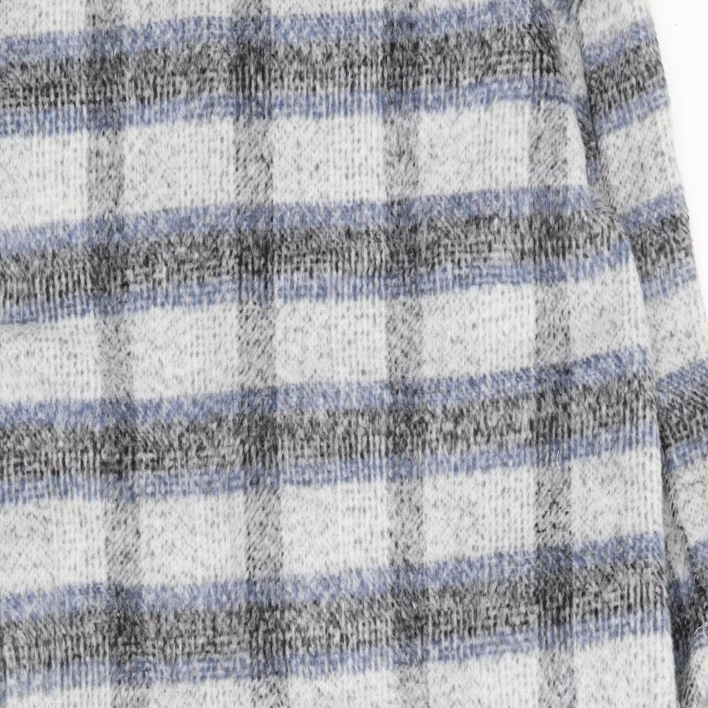 New Look Womens Blue Plaid Jacket Coat Size 12 Button - Shacket