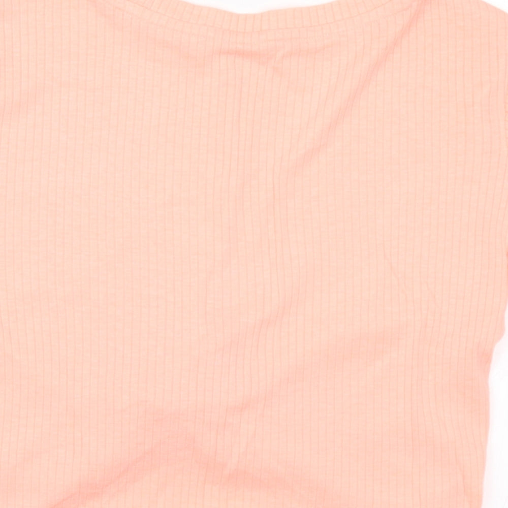 Dunnes Stores Girls Orange Polyester Basic T-Shirt Size 9-10 Years Round Neck