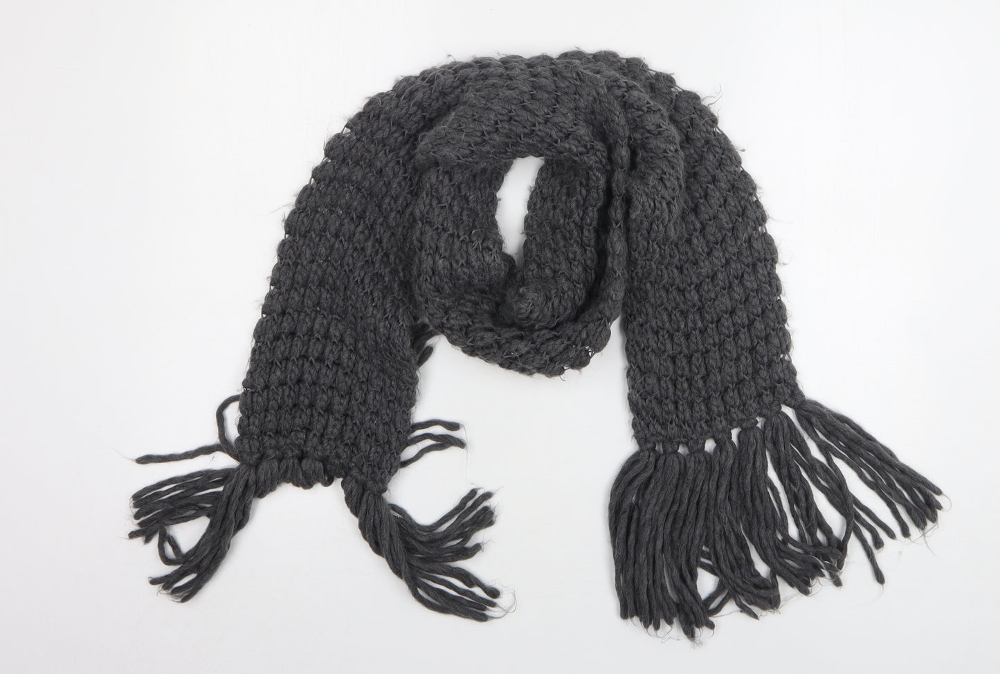 Preworn Womens Grey Polyester Scarf