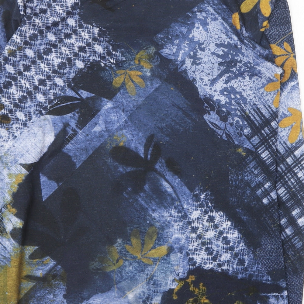 Diane Laury Womens Blue Cotton Basic T-Shirt Size 14 V-Neck