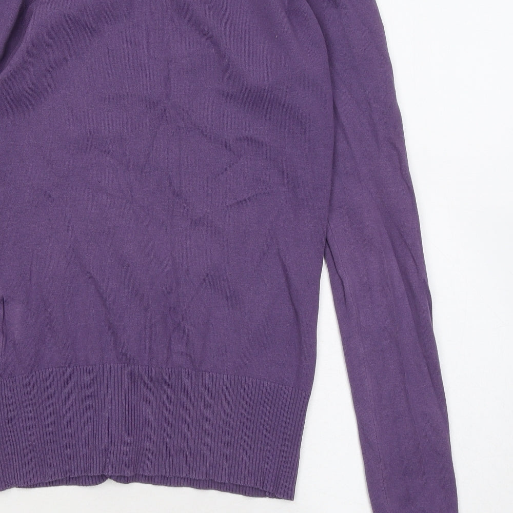 Only Womens Purple V-Neck Cotton Cardigan Jumper Size S