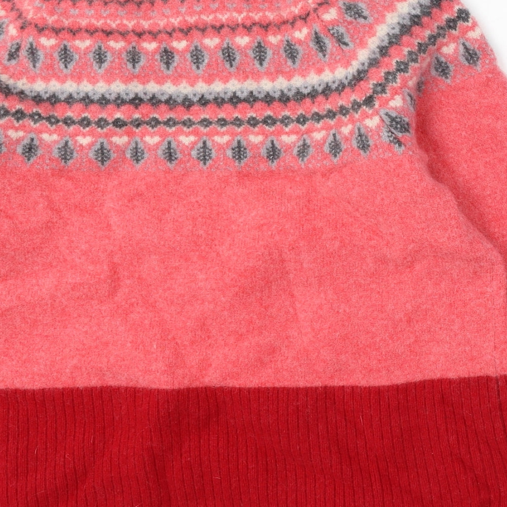 White Stuff Womens Multicoloured Mock Neck Geometric Wool Pullover Jumper Size 10