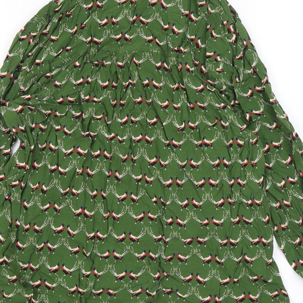 TU Womens Green Geometric Viscose Basic Button-Up Size 14 Collared - Pheasants