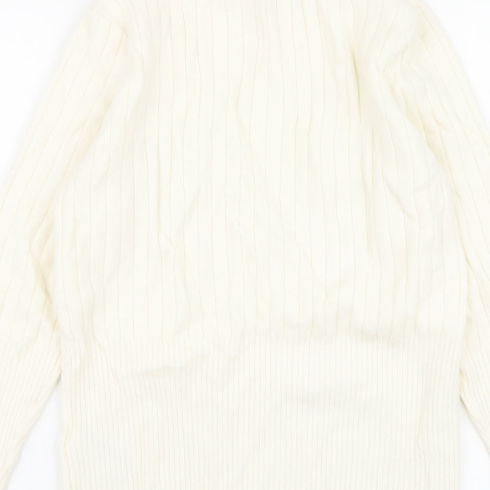 Marks and Spencer Womens Ivory High Neck Viscose Pullover Jumper Size 14