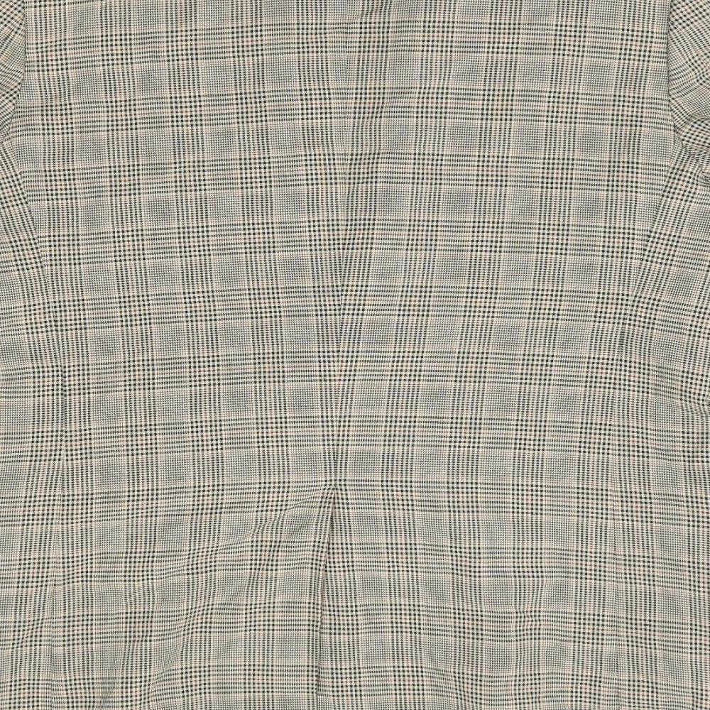 Preworn Mens Beige Plaid Polyester Jacket Suit Jacket Size 40