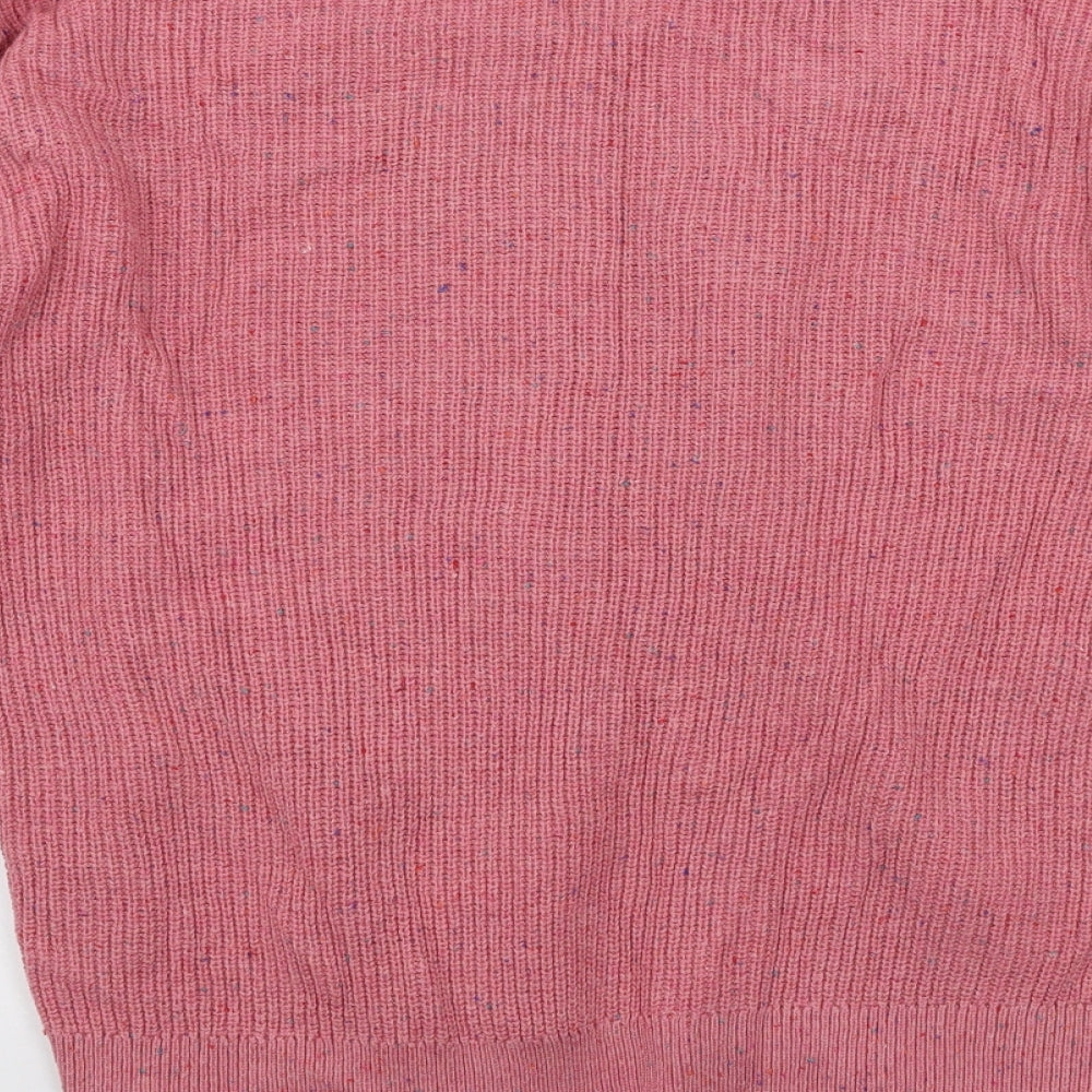 Marks and Spencer Womens Pink V-Neck Cotton Pullover Jumper Size M - Coloured flecks
