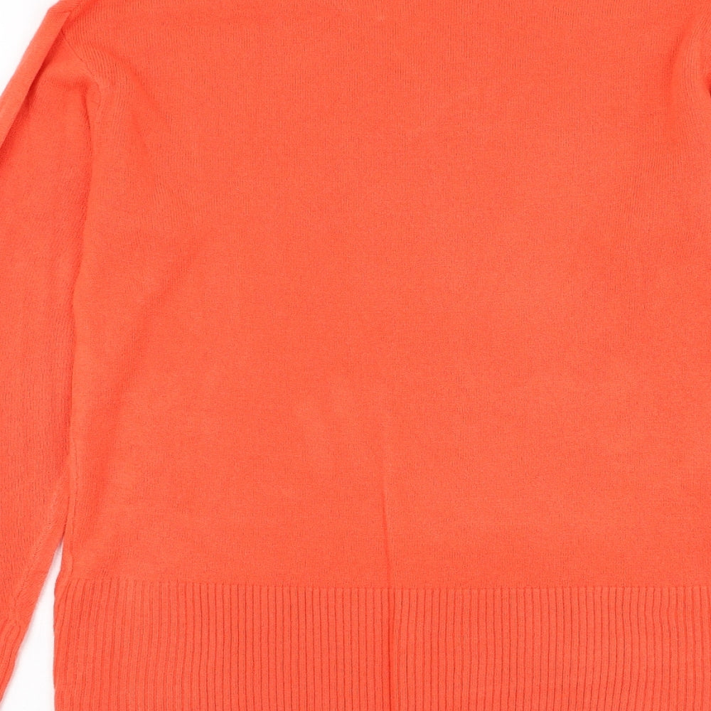 Marks and Spencer Womens Orange V-Neck Acrylic Pullover Jumper Size 10